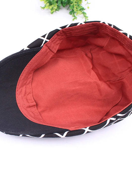 Men's Flat Cap Black Red Cotton Two tone 1920s Fashion Casual Outdoor