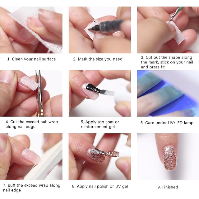 Silk Nail Wrap Adhesive Nail Protector Wrap UV Gel Nail Art Reinforce Tool Nail Care