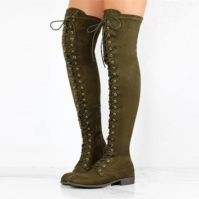 Women's Unisex Boots Lace Up Boots Outdoor Daily Over The Knee Boots