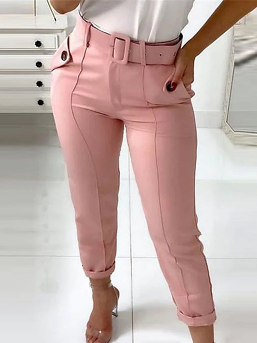 Women's Plus Size Curve Pants Pocket Solid Color Casual Streetwear