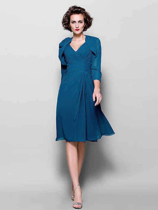 A-Line Mother of the Bride Dress Wrap Included V Neck