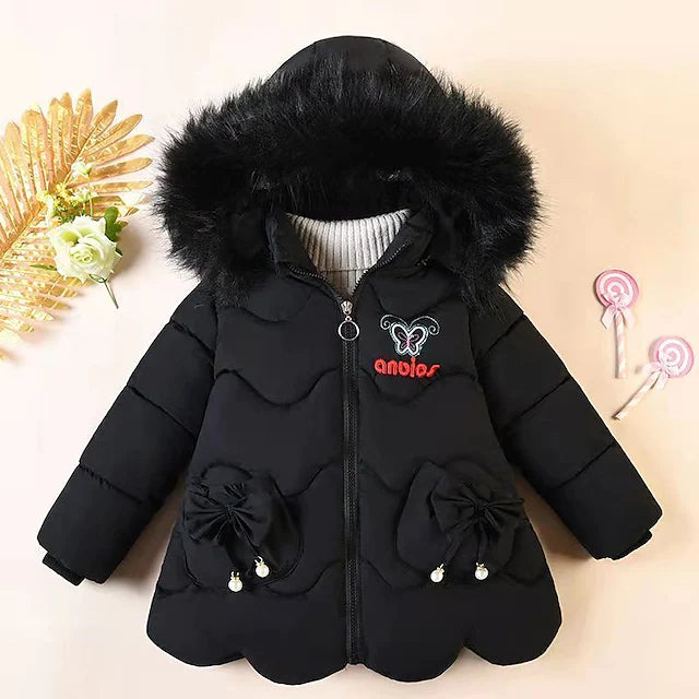 Toddler Girls' Puffer Jacket Solid Color Cute Outdoor Coat