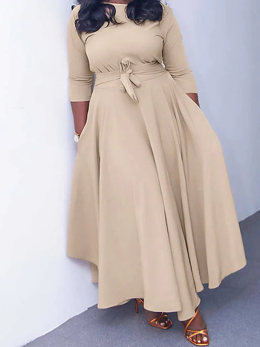 Women's Plus Size Casual Dress Swing Dress Solid Color Long Dress