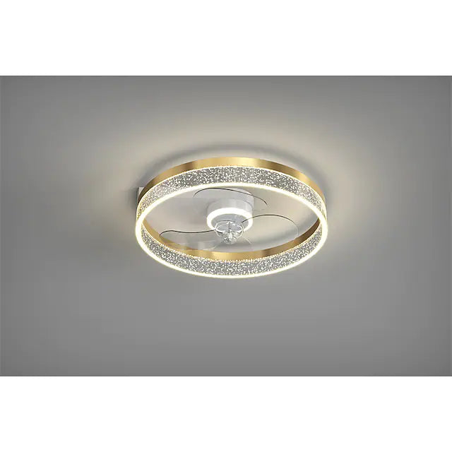 LED Ceiling Light With Fan Modern Round Black Gold 50 cm