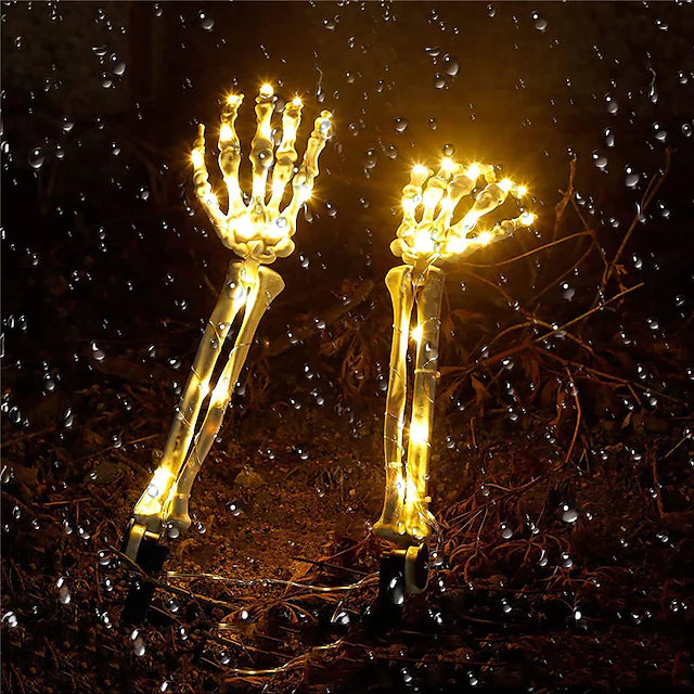 2 Pack Halloween Decorations Outdoor Solar Skeleton Arms Stake Light Hand