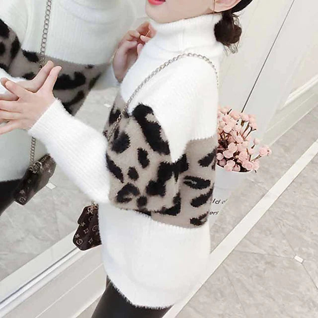 Kids Girls' Sweater Leopard Outdoor Long Sleeve Active 2-12 Years Winter