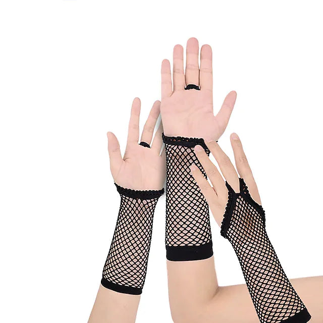 1 Pair Fishnet Fingerless Long Driving Black Gloves Leg Arm Cuff Party Wear