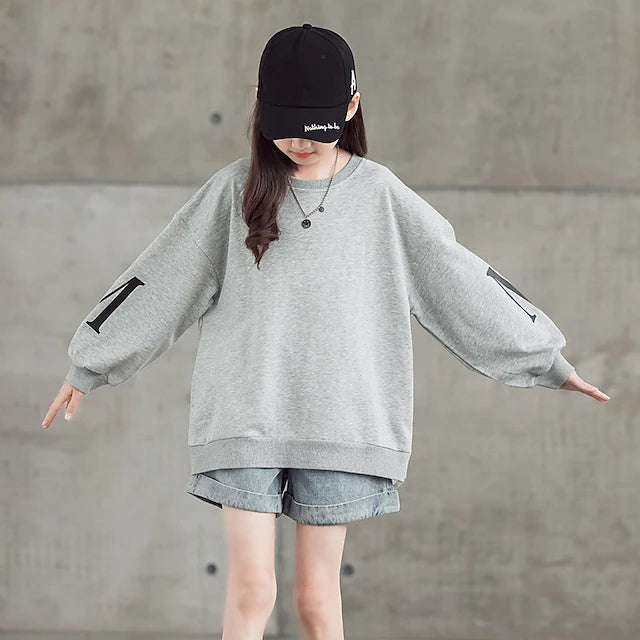 Toddler Sweatshirt Fake Two Piece Grey Tops For Teenage Fashion