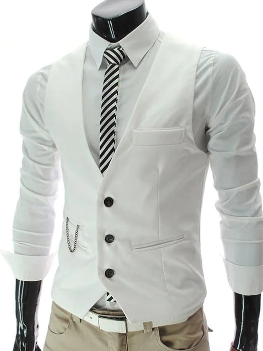 Men's Suit Vest Gilet Formal Wedding Work V Neck Fashion 1920s