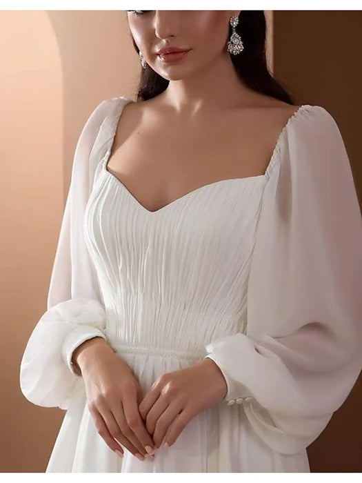 Beach Vintage Wedding Dresses Sweep / Brush Train A-Line Long Sleeve