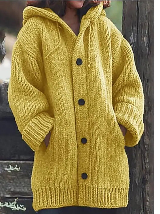 Women's Cardigan Knitted Button Solid Colored Solid Color Basic Casual Soft