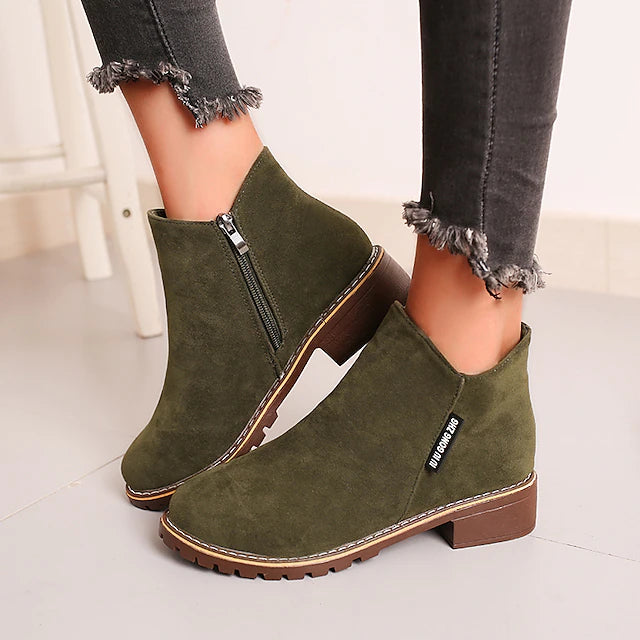 Women's Boots Suede Shoes Booties Ankle Boots Winter Block Heel Round Toe