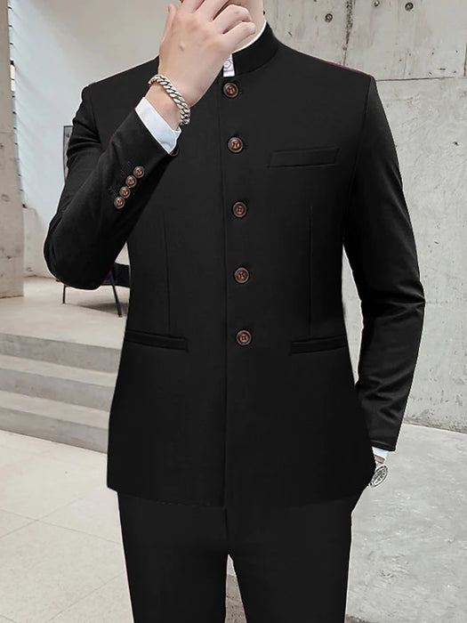 Men's Wedding Suits 2 Piece Solid Colored Standard Fit Single Breasted Two-buttons 2023