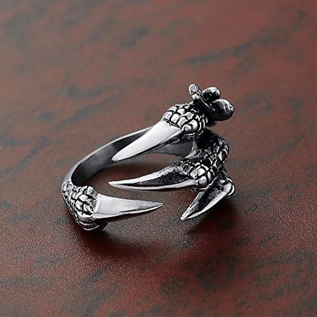Stainless Steel Dragon Claw Wrap Band Ring Men's Cool Ring Accessories