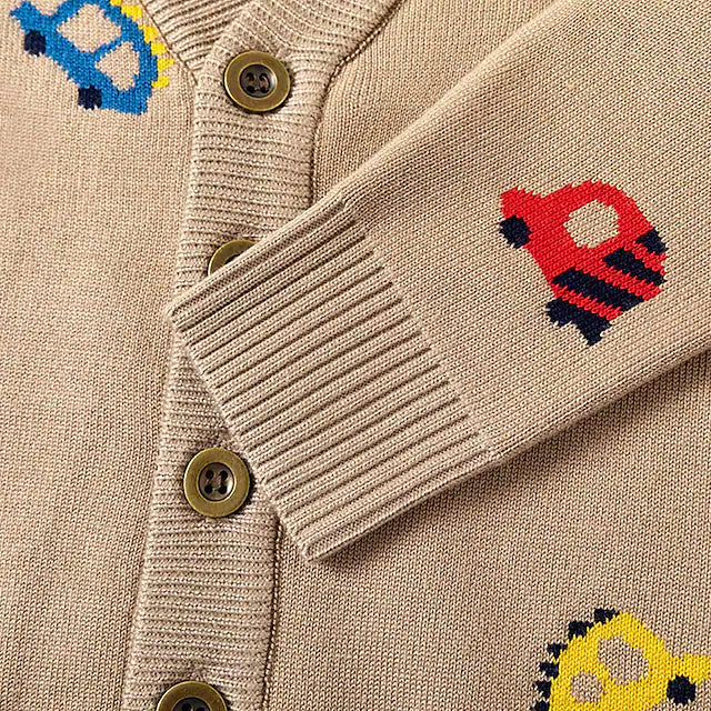 Toddler Boys Cardigan Car Long Sleeve Button School Adorable Brown Winter