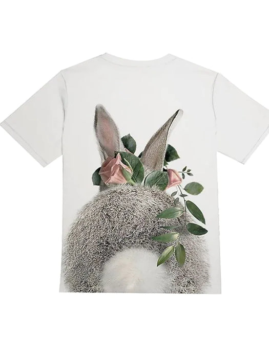 Kids Girls' T shirt Short Sleeve 3D Print Floral Rabbit Bunny Animal