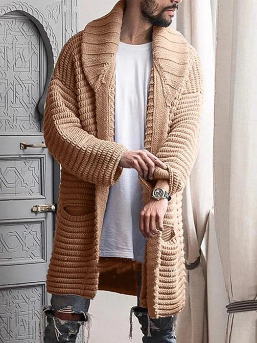 Men's Unisex Cardigan Sweater Knitted Solid Color Stylish Vintage