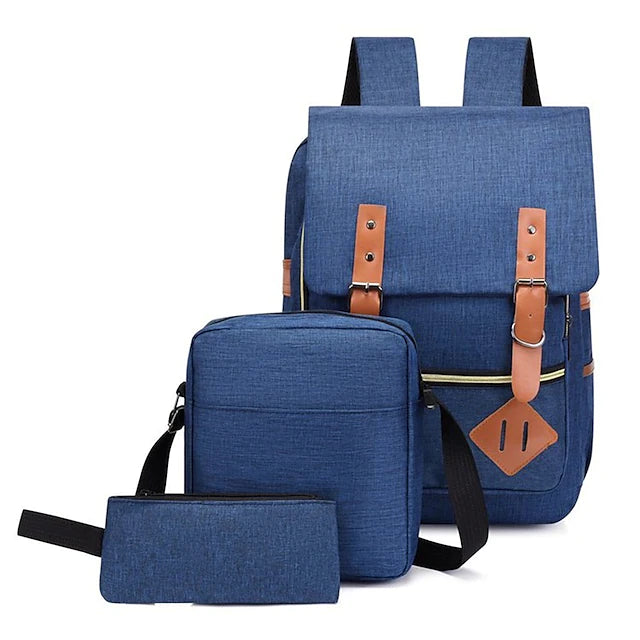 Solid Color School Backpack Bookbag for Student Men Business Wear-Resistant Water