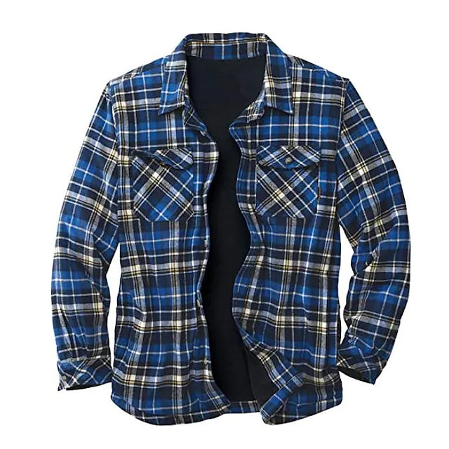 Men's Wine Red Royal Blue Plaid / Check Winter Casual Clothing Apparel