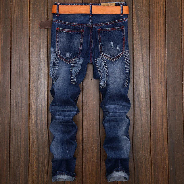 Men's Jeans Trousers Dark Wash Jeans Distressed Jeans Ripped Jeans