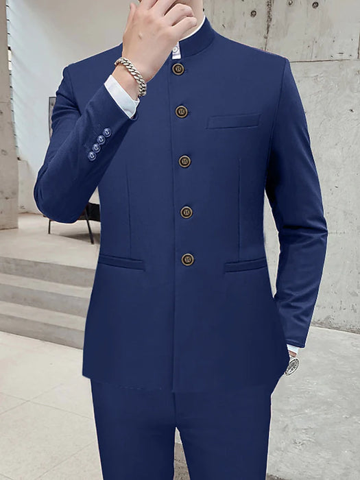 Men's Wedding Suits 2 Piece Solid Colored Standard Fit Single Breasted Two-buttons 2023