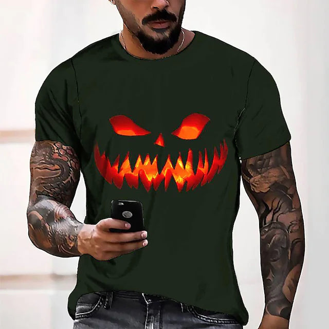 Men's T shirt Tee Tee Graphic Round Neck Green Blue Red Black 3D Print