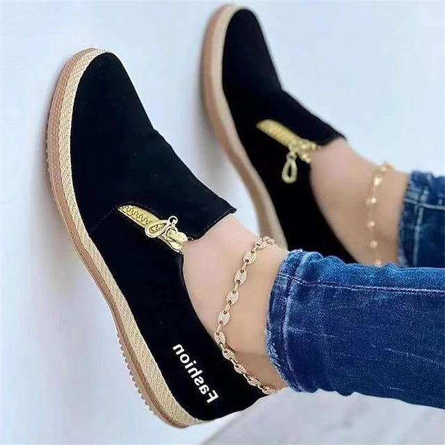 Women's Slip-Ons Plus Size Daily Flat Heel Round Toe Casual PU Leather