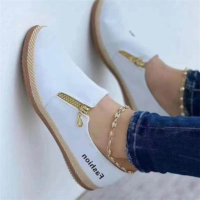 Women's Slip-Ons Plus Size Daily Flat Heel Round Toe Casual PU Leather