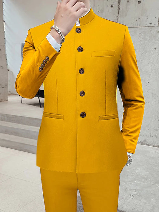 Men's Wedding Suits 2 Piece Solid Colored Standard Fit Single Breasted Two-buttons 2023