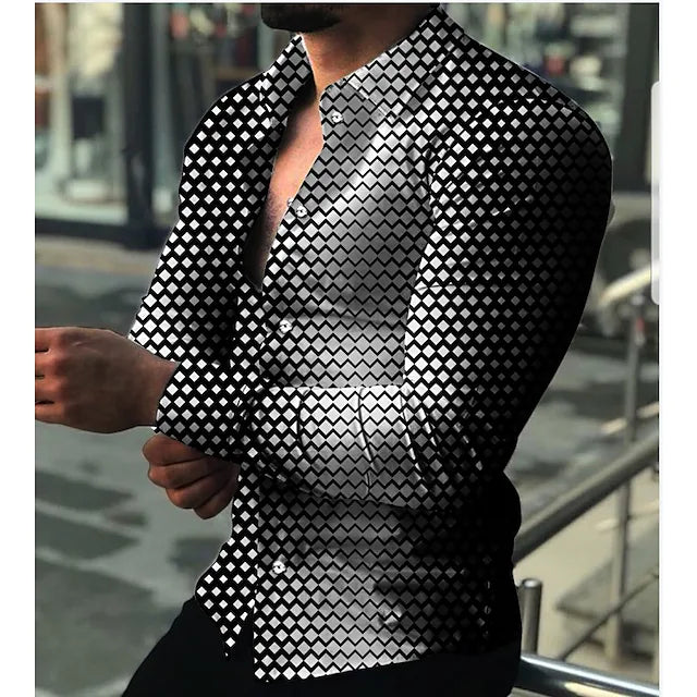 Men's Shirt 3D Print Geometric Turndown