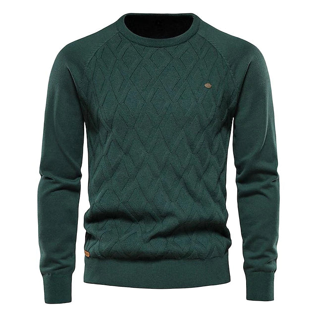 Men's Sweater Pullover Jumper Knit Knitted Solid Color Crew Neck