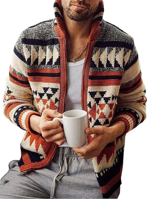 Men's Unisex Cardigan Sweater Knitted Button Print
