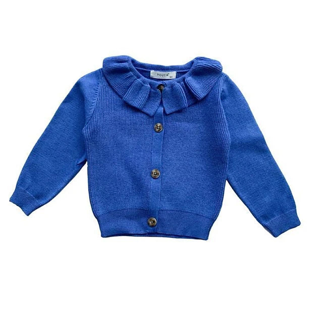 Kids Girls' Cardigan Solid Color Daily Long Sleeve Cute Cotton 3-10 Years