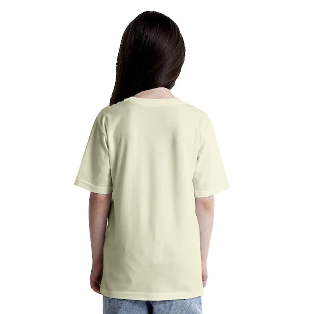 Kids Girls' T shirt Heart Easter Casual Short Sleeve Crewneck Active 7-13 Years Spring Beige
