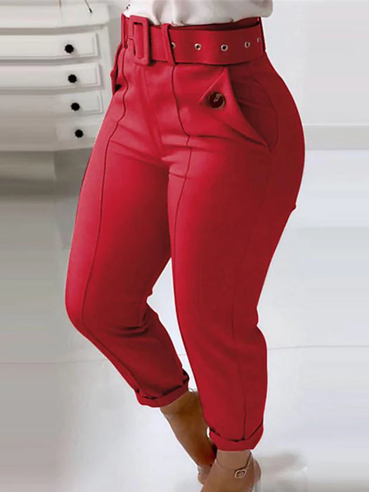 Women's Plus Size Curve Pants Pocket Solid Color Casual Streetwear