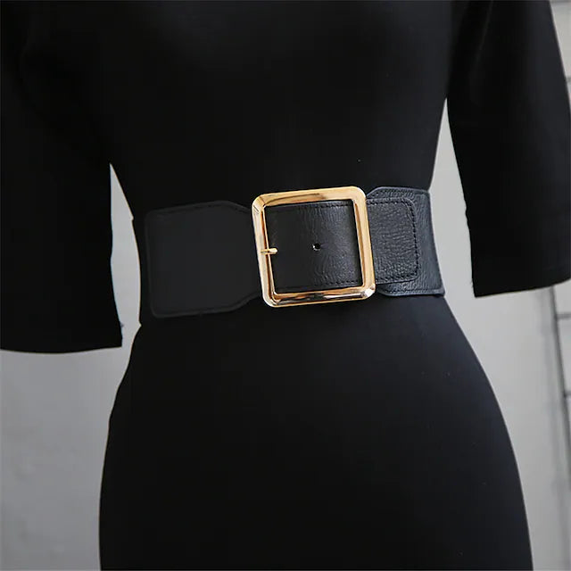 Women's Belt PU Black Gold Wide Belt Dailywear Business Daily Date Pure Color