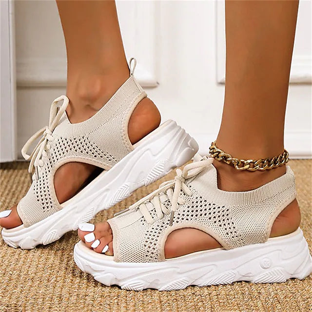 Women's Sandals Lace Up Sandals Strappy Sandals Flyknit Shoes Work
