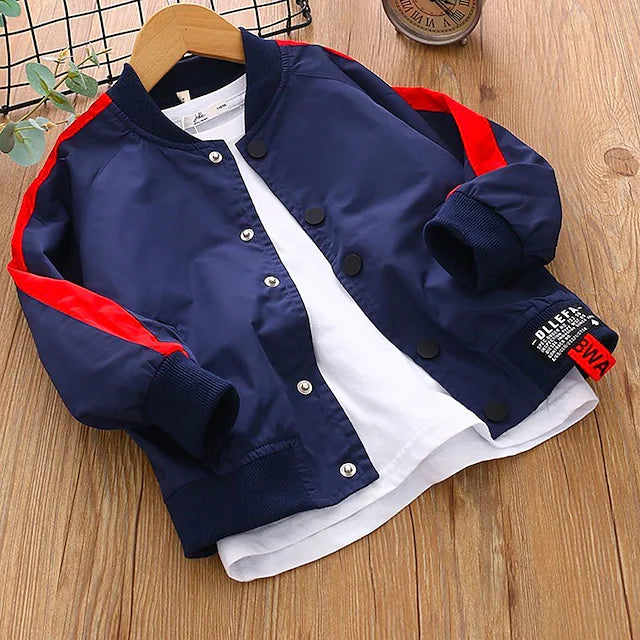 Kids Boys School Long Sleeve Basic Red Navy Blue