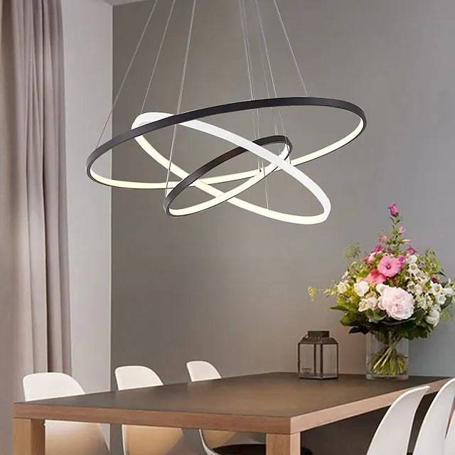 3-Light 80/60/40/20 cm LED Pendant Light Metal Acrylic Ring Circle Design Dimmable
