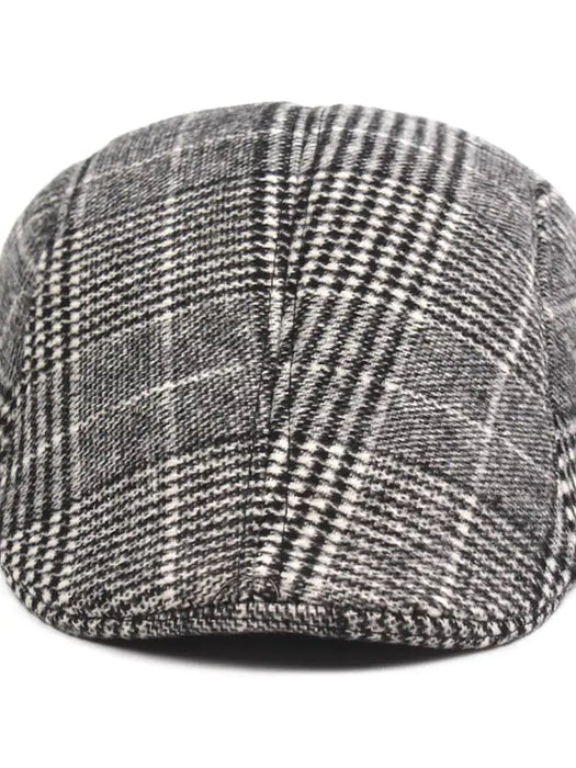 Men's Flat Cap Tweed Cap Light Grey Dark Gray Cotton Streetwear
