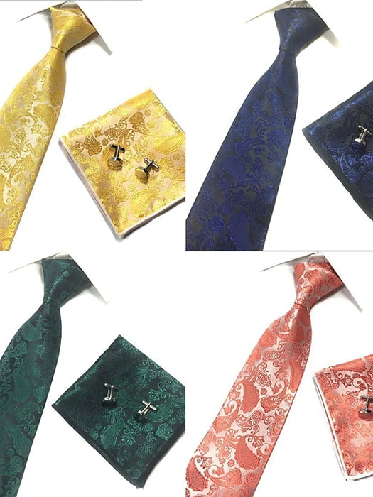 Men's Ties Bow Tie Pocket Square Cufflinks Sets Party Work Jacquard