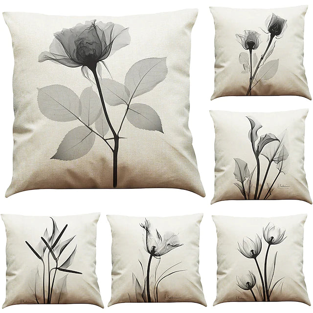 1 Set of 6 Pcs Cushion Cover Botanical Series