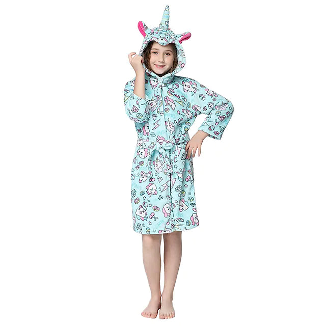 Kid's Nightwear Wearable Blanket Hoodie Unicorn Character Onesie Pajamas