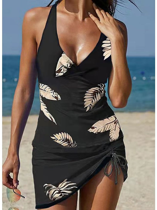 Women's Swimwear Tankini 2 Piece Plus Size Swimsuit Open Back