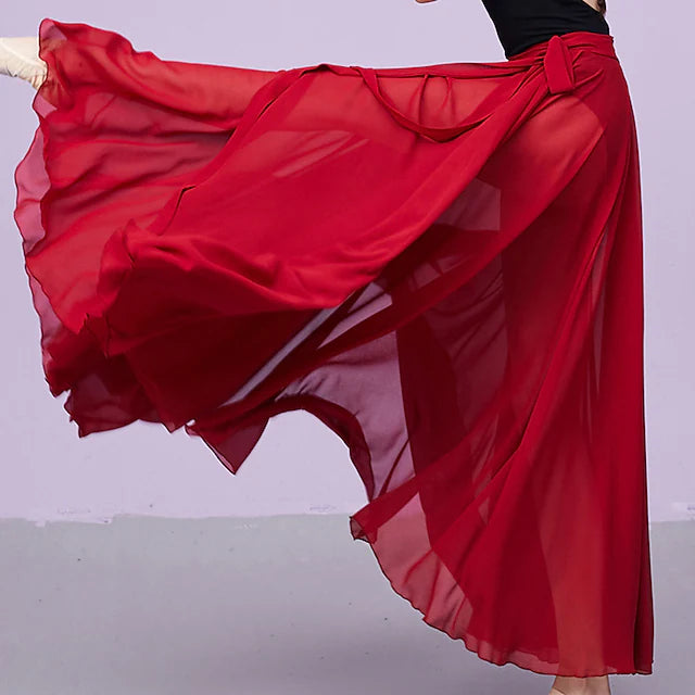 Dance Costumes Skirts Pure Color Women's Performance Training Daily Wear Natural Chiffon