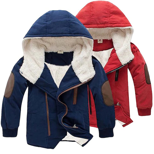 Kids Boys' Fleece Jacket Winter Coat Long Sleeve Outwear Solid Color