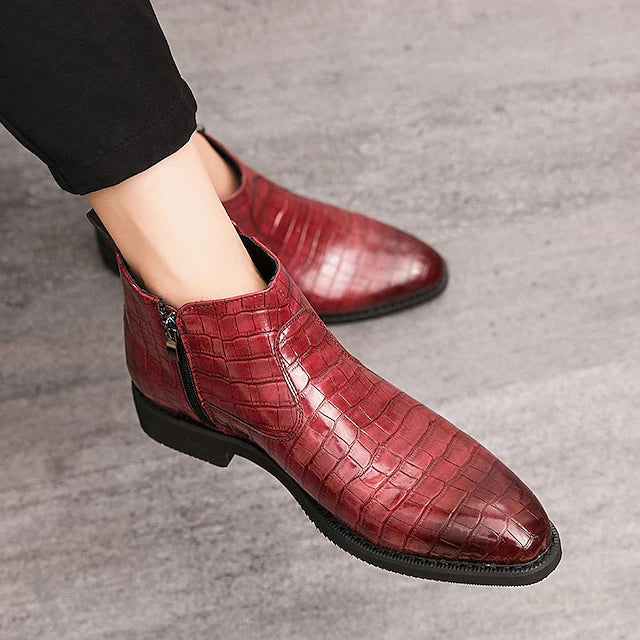 Men's Boots British Style Plaid Shoes Cowboy Boots Chelsea Boots