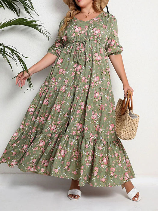 Women's Plus Size Casual Dress Swing Dress A Line Dress Floral Long Dress