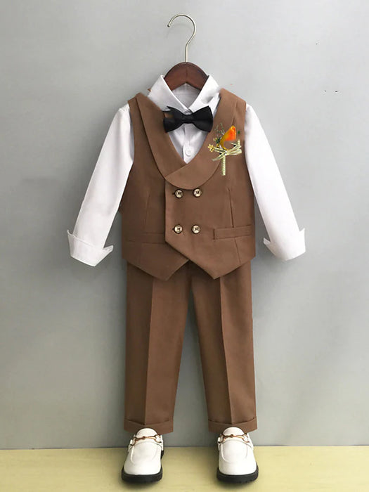 Wedding Two-piece Suit ( Vest Pants Bow Tie ) Kids Boys Ring Bearer Suits