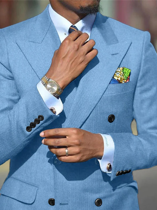 Men's Wedding Suits 2 Piece Solid Colored Standard Fit Double Breasted Six-buttons 2023